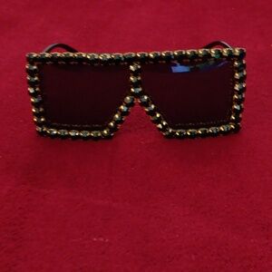 Black Rinestone Trim Glasses